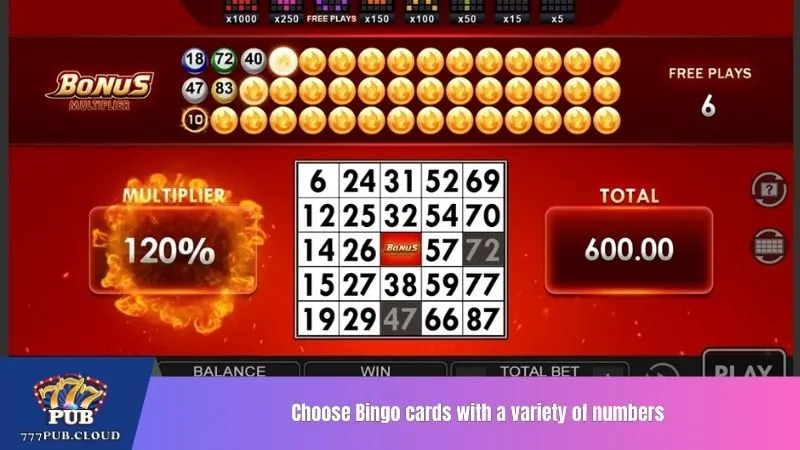 Choose Bingo cards with a variety of numbers