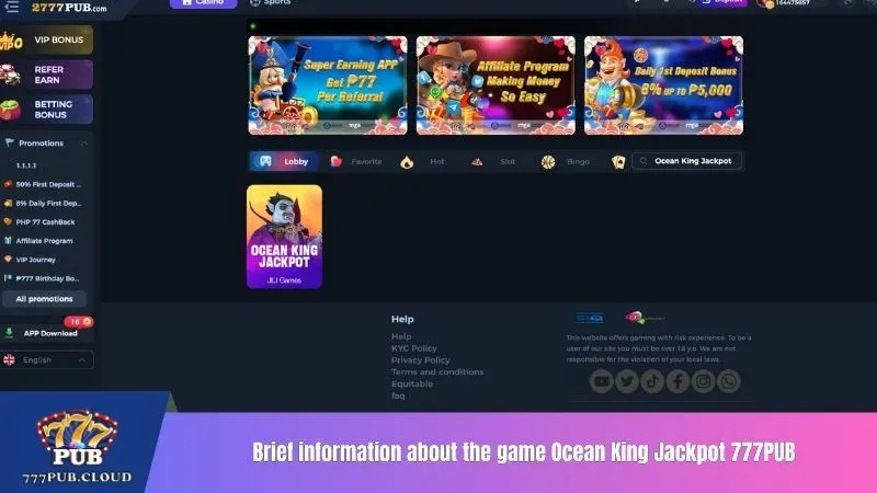 Brief information about the game Ocean King Jackpot 777PUB