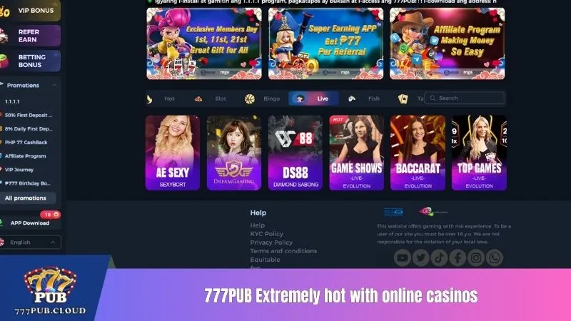 777PUB Extremely hot with online casinos