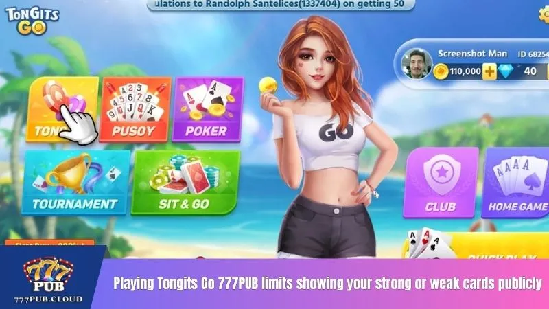 Playing Tongits Go 777PUB limits showing your strong or weak cards publicly