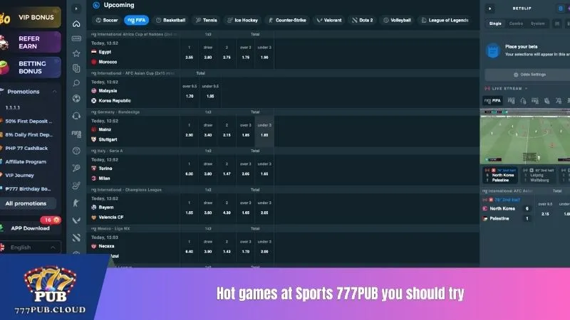 Hot games at Sports 777PUB you should try