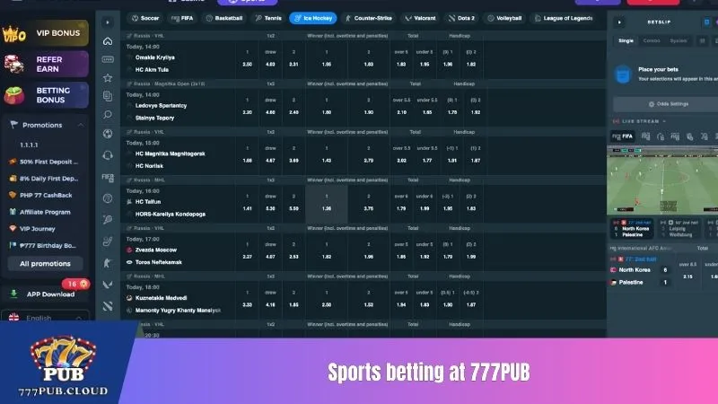 Sports betting at 777PUB
