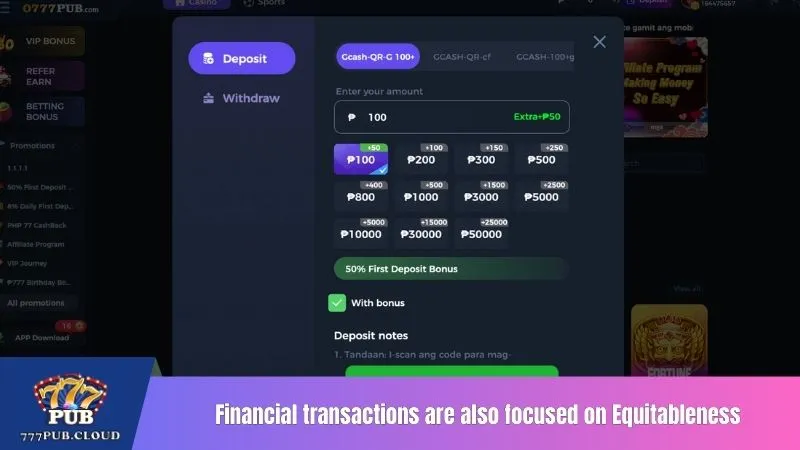 Financial transactions are also focused on Equitableness