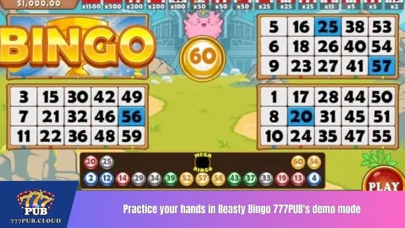 Practice your hands in Beasty Bingo 777PUB's demo mode