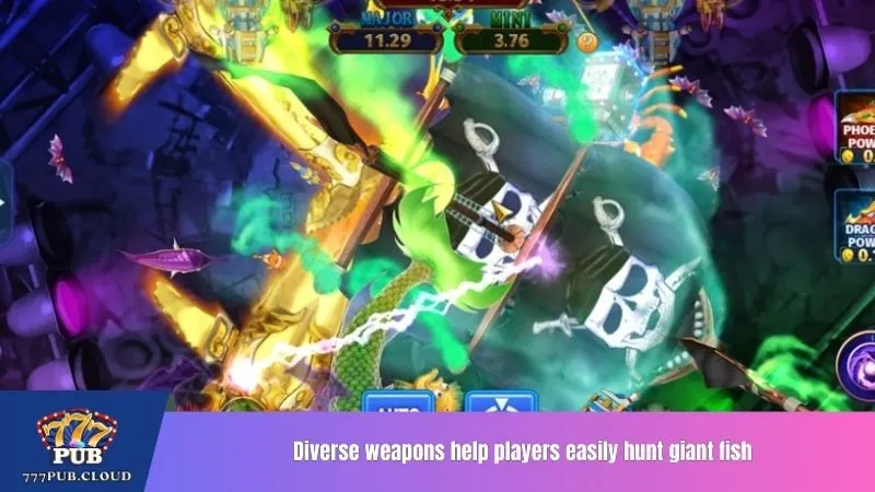 Diverse weapons help players easily hunt giant fish
