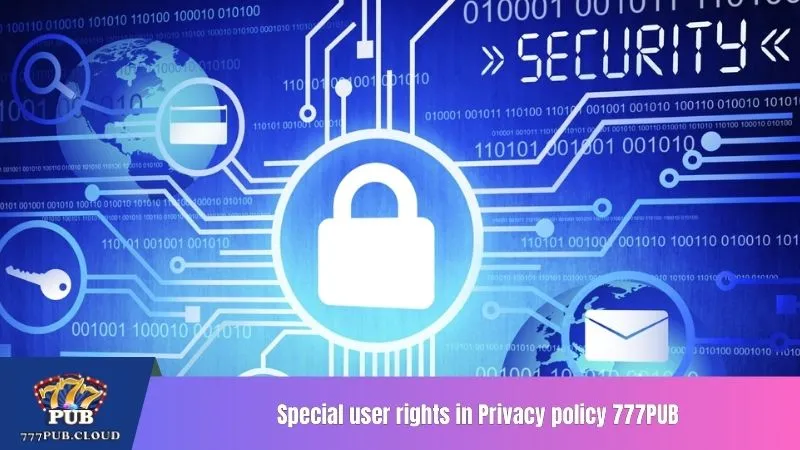 Special user rights in Privacy policy 777PUB