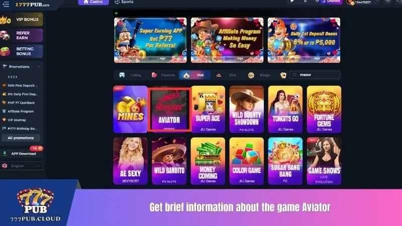 Get brief information about the game Aviator
